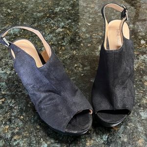 Nine West Black Wedge Heels.  Size 8M.  4.25 inch heels.
